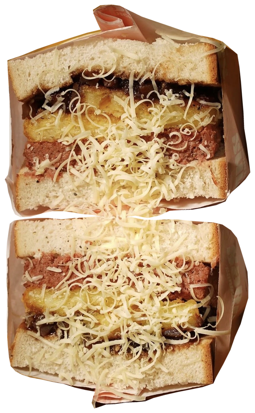 A Ploughman's style cheese and pickle sandwich