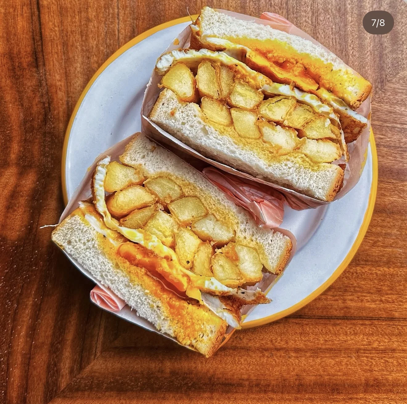 An egg and chip sandwich from Sabins