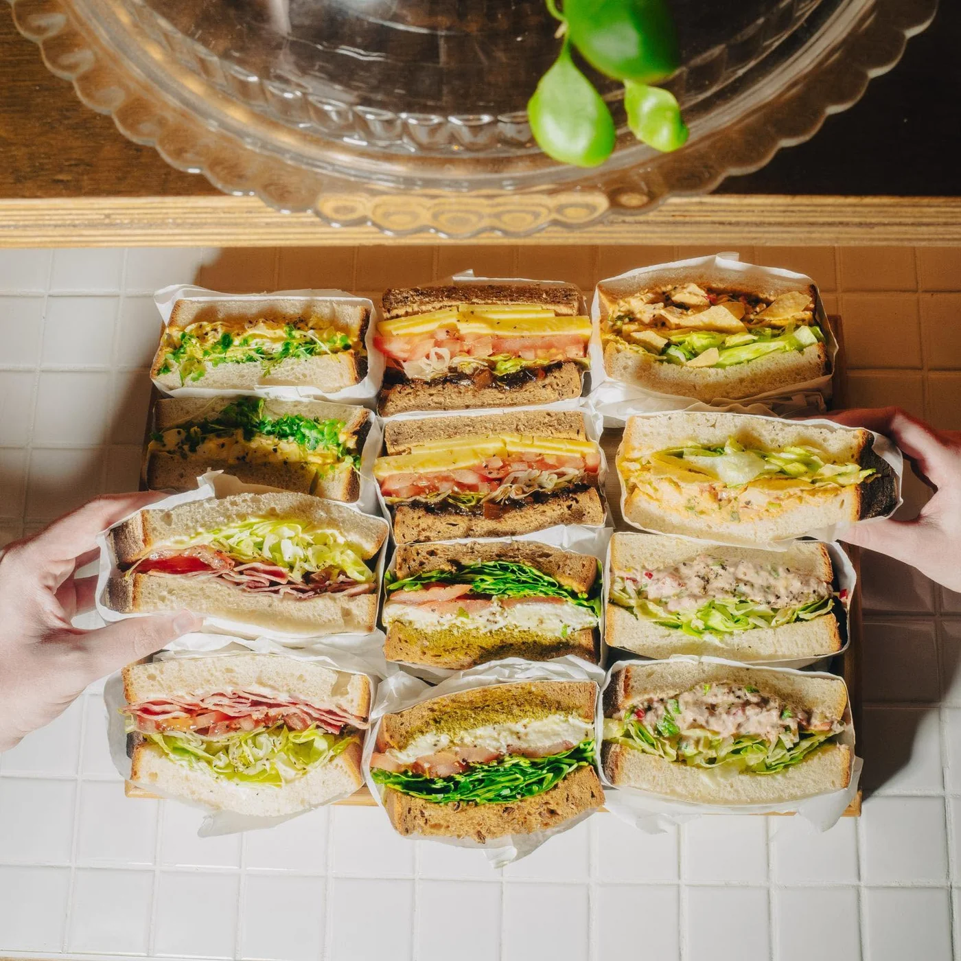 The Sabins sandwich counter, filled and ready